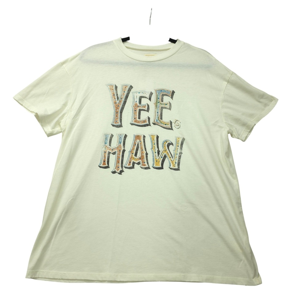 Sterling & Stitch Women Yee Haw Graphic Tee Cream Studded Western T-Shirt M NWT